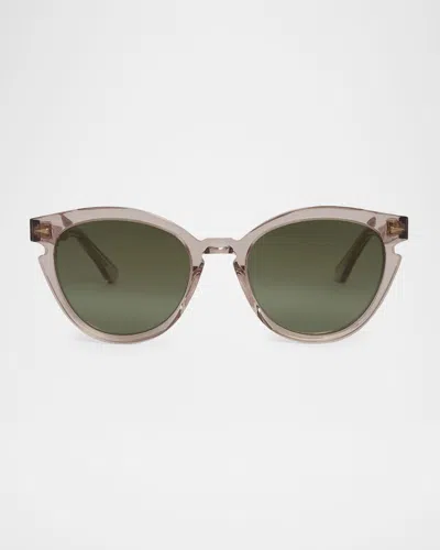 Ahlem Eyewear Menilmontant Acetate & Nylon Cat-eye Sunglasses In Green