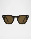 Ahlem Eyewear Montorgeuile Acetate & Nylon Square Sunglasses In Yellow Turtle