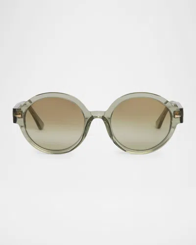 Ahlem Eyewear Rue De Soleil Acetate & Nylon Round Sunglasses In Green