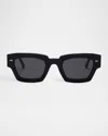 Ahlem Eyewear Villette Acetate & Nylon Rectangle Sunglasses In Black