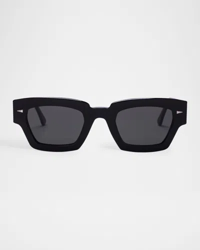 Ahlem Eyewear Villette Acetate & Nylon Rectangle Sunglasses In Black