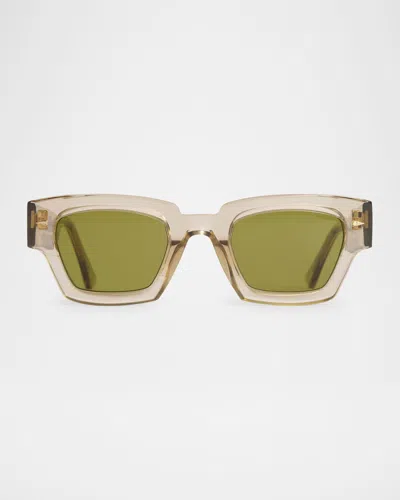 Ahlem Eyewear Villette Acetate & Nylon Rectangle Sunglasses In Green