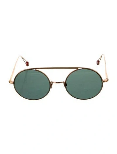 Pre-owned Ahlem Round Mirrored Sunglasses In Brown