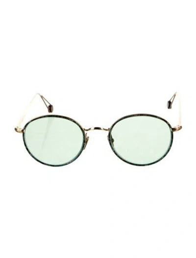 Pre-owned Ahlem Round Mirrored Sunglasses In Gold