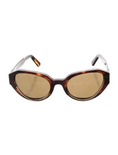Pre-owned Ahlem Round Tinted Sunglasses In Brown