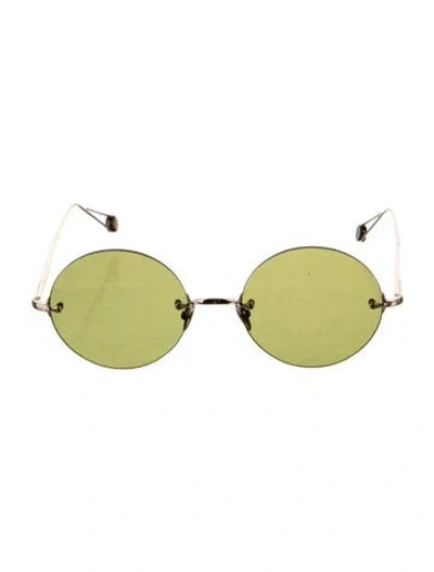 Pre-owned Ahlem Round Tinted Sunglasses In Gold