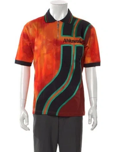 Pre-owned Ahluwalia 2023 Printed Polo Shirt W/ Tags In Orange