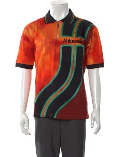 Pre-owned Ahluwalia 2023 Printed Polo Shirt W/ Tags In Orange