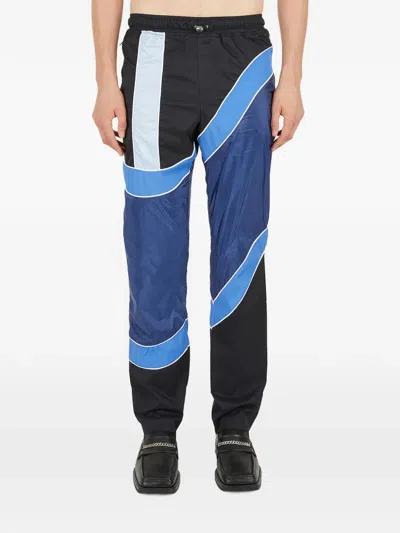 Ahluwalia Contrast Panel Drawstring Trousers In Black