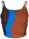 Ahluwalia Elshadai Gathered-detail Cropped Top In Brown