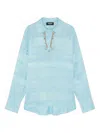 Ahluwalia Embellished-collar Shirt In Blue