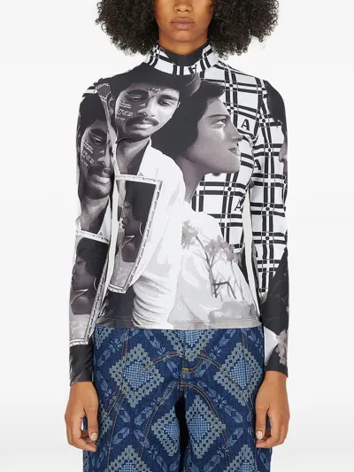 Ahluwalia Graphic High-neck Top In White