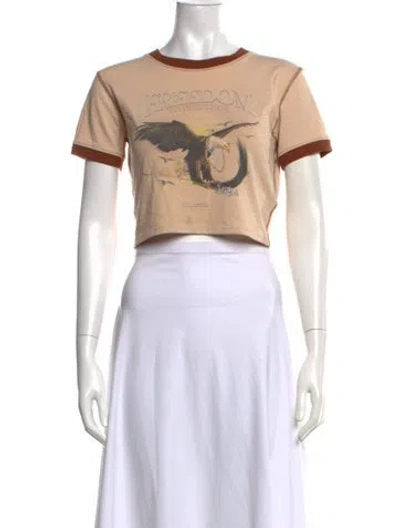 Pre-owned Ahluwalia Graphic Print Crew Neck Crop Top In Neutrals
