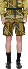 Ahluwalia Jacquard Viscose Knit Shorts In Green, Yellow