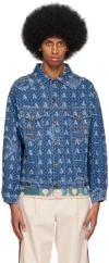 Ahluwalia Indigo Printed Denim Jacket In Dark Indigo