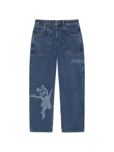 Ahluwalia Laser-printed Jeans In Blue