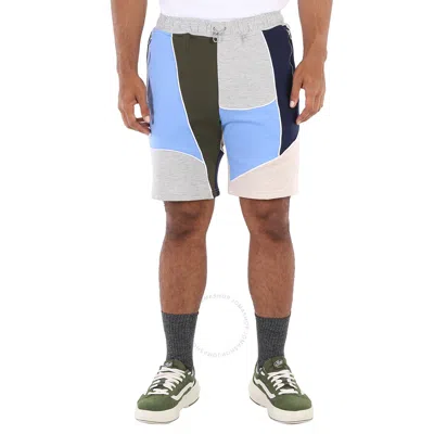 Ahluwalia Men's Marcel Colorblock Shorts In Grey/blue/green/beige