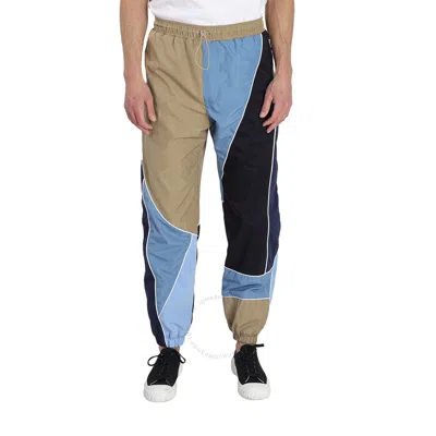Ahluwalia Men's Mel Patchwork Track Pants In Blue/beige