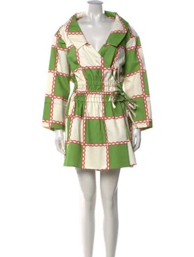 Pre-owned Ahluwalia Plaid Print Mini Dress In Green