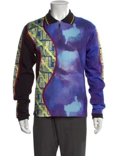 Pre-owned Ahluwalia Printed Collar Polo Shirt In Purple