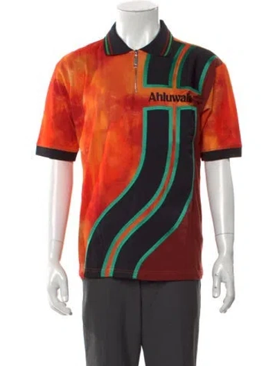 Pre-owned Ahluwalia Printed Collar Polo Shirt W/ Tags In Orange