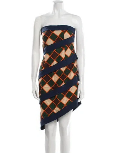 Pre-owned Ahluwalia Printed Mini Dress In Blue