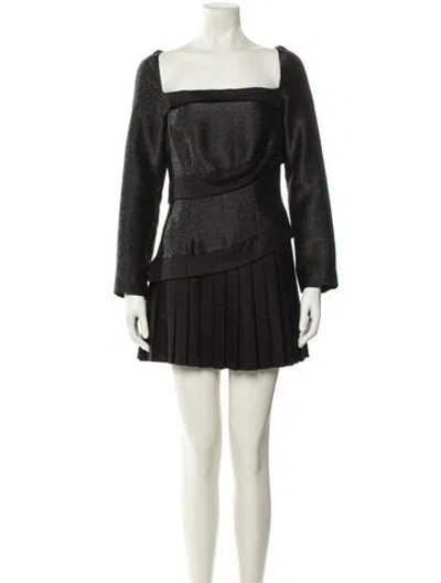 Pre-owned Ahluwalia Square Neckline Mini Dress In Black