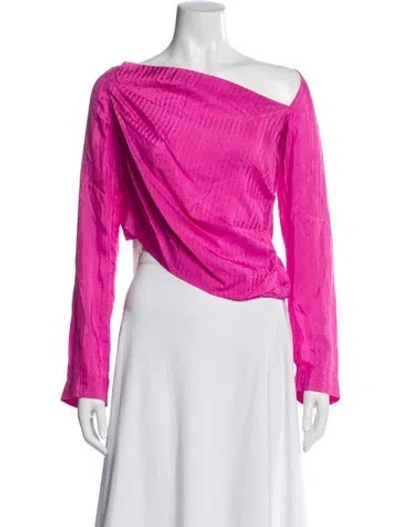 Pre-owned Ahluwalia Striped One-shoulder Top In Pink