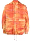 Ahluwalia Abstract-print Hooded Jacket In Orange