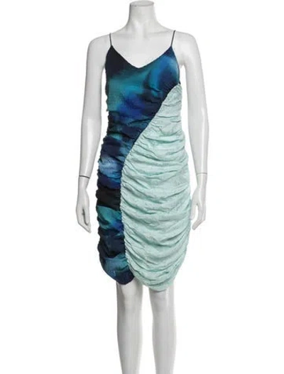 Pre-owned Ahluwalia Tie-dye Print Mini Dress In Blue