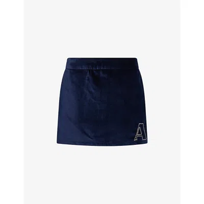 Ahluwalia Womens Harry Lambert For  X Disney Jumi Velvet Mini Skirt In Blue