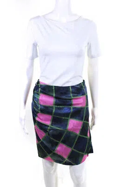 Pre-owned Ahluwalia Womens Patel Draped Skirt - Pink/blue Diamond Size 8