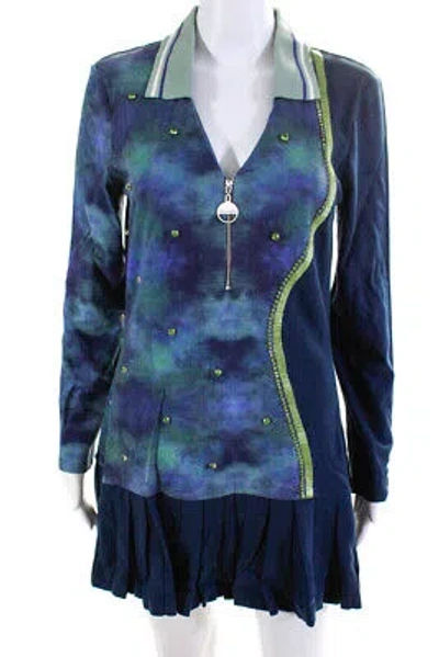 Pre-owned Ahluwalia Womens Shakti Pleated Dress - Midnight/blue Size 10