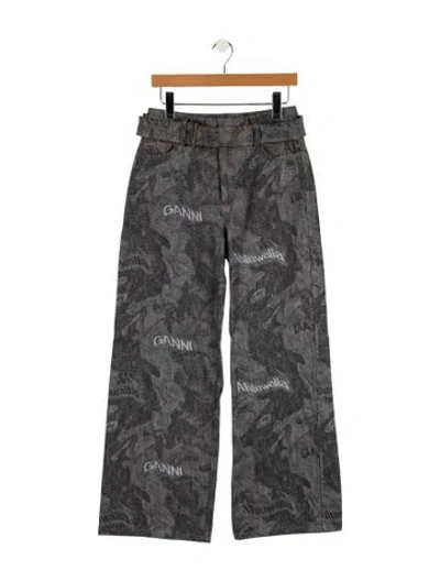 Pre-owned Ahluwalia X Ganni High-rise Wide Leg Jeans In Gray