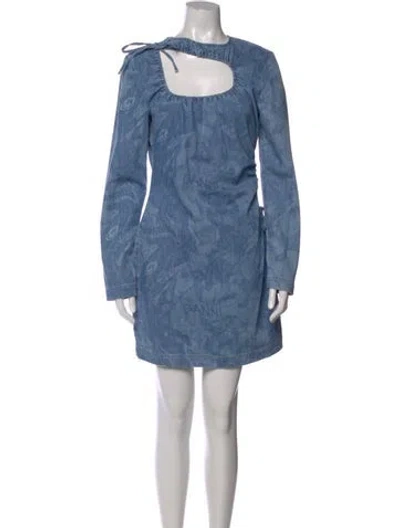 Pre-owned Ahluwalia X Ganni Printed Mini Dress In Yellow