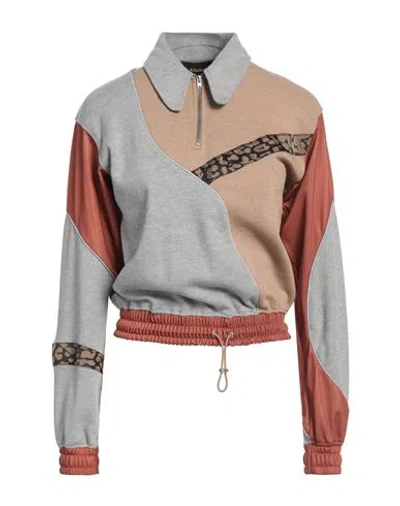 Ahluwalia X Ganni Woman Sweatshirt Grey Size 12 Cotton, Recycled Cotton, Polyester, Recycled Polyest