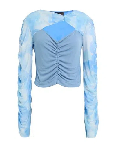 Ahluwalia X Ganni Woman Top Azure Size 14 Polyamide, Elastane, Rayon In Blue