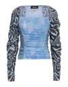 Ahluwalia X Ganni Woman Top Light Blue Size 14 Cotton, Polyamide, Elastane, Rayon In Blue