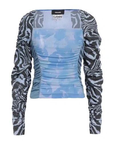 Ahluwalia X Ganni Woman Top Light Blue Size 14 Cotton, Polyamide, Elastane, Rayon