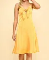 Aiblee Satin Tie-front Midi Dress In Orange In Yellow