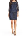 Aidan Mattox 3/4 Sleeve Sequined Dress In Black Blue