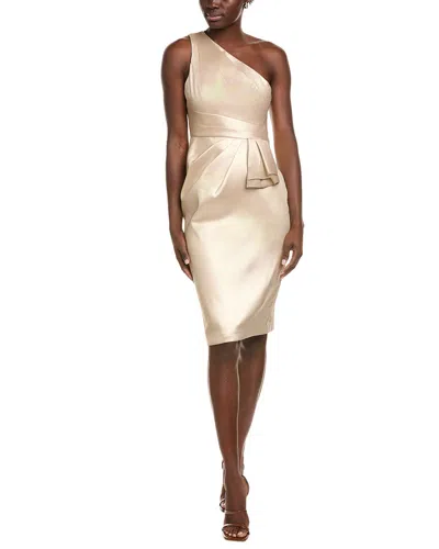 Aidan Mattox Aiden Mattox Pleated One-shoulder Midi Dress In Metallic