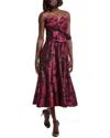 Aidan Mattox Floral Jacquard Midi Dress In Black