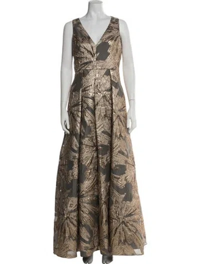 Pre-owned Aidan Mattox Animal Print Long Dress In Multi