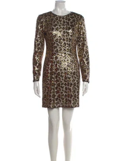 Pre-owned Aidan Mattox Animal Print Mini Dress In Neutral