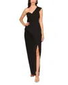 Aidan Mattox Asymmetric One Shoulder Column Gown In Black