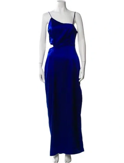 Pre-owned Aidan Mattox Asymmetrical Long Dress In Blue
