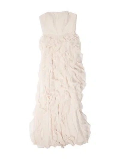 Pre-owned Aidan Mattox Asymmetrical Long Dress In Neutrals