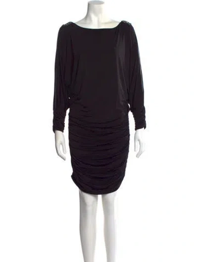 Pre-owned Aidan Mattox Bateau Neckline Knee-length Dress In Black