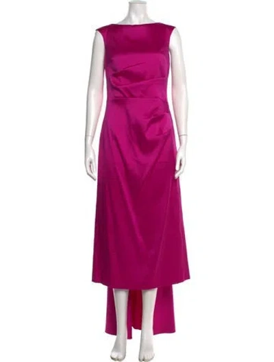 Pre-owned Aidan Mattox Bateau Neckline Long Dress In Pink